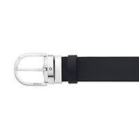 Horseshoe buckle printed black/mosto 35 mm reversible leather belt