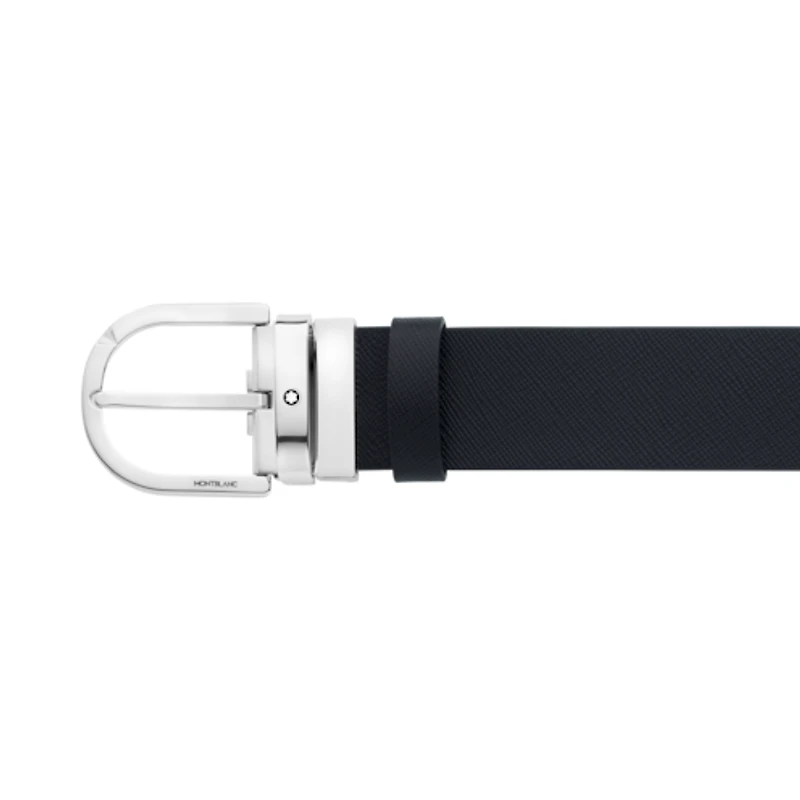 Horseshoe buckle printed black/mosto 35 mm reversible leather belt