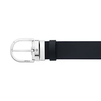 Horseshoe buckle printed black/mosto 35 mm reversible leather belt