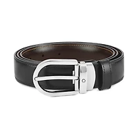 Horseshoe buckle black/brown mm reversible leather belt