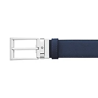 Black/blue 35 mm reversible leather belt