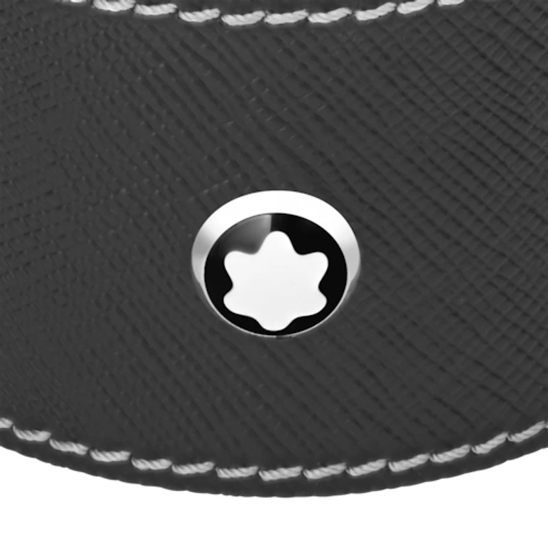 Round desk tray in black leather (Small)