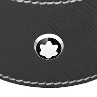 Round desk tray in black leather (Small)