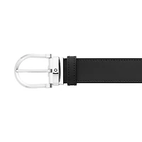 Horseshoe buckle black/brown 35 mm reversible leather belt