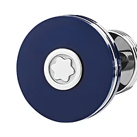 Cufflinks, round in stainless steel with blue resin