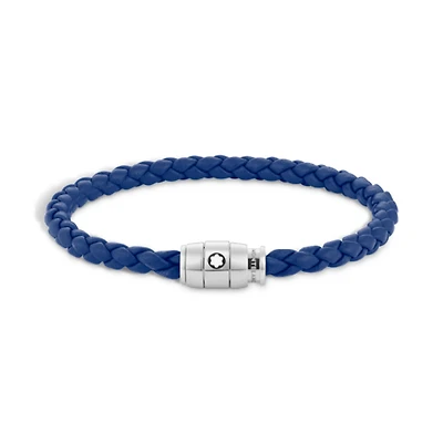 Bracelet Steel 3 rings closing and Blue leather