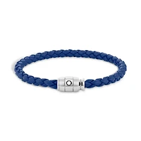 Bracelet Steel 3 rings closing and Blue leather