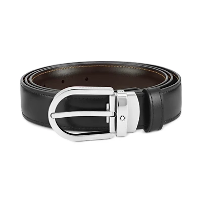 Horseshoe buckle black/brown mm reversible leather belt