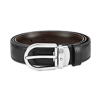 Horseshoe buckle black/brown mm reversible leather belt