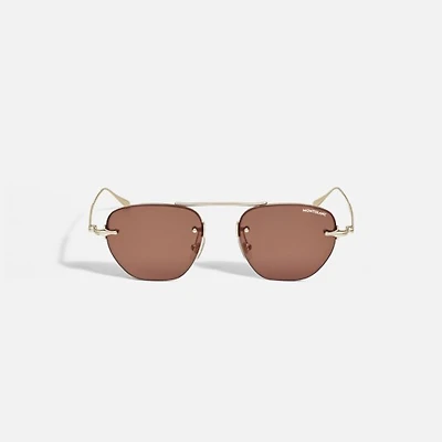 Oval Sunglasses with Gold-Coloured Metal Frame