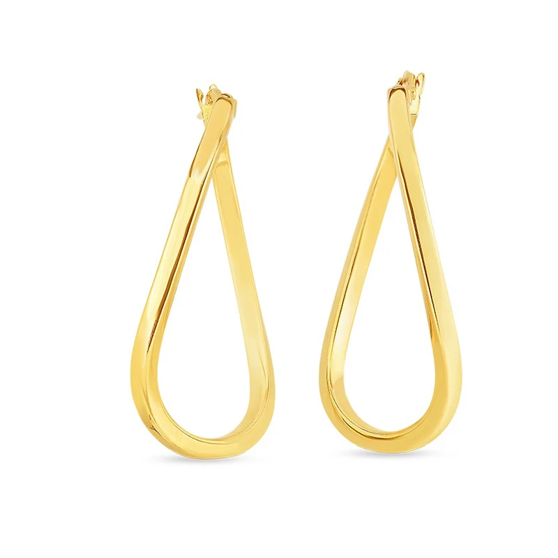 Designer Gold Twist Hoop Earrings