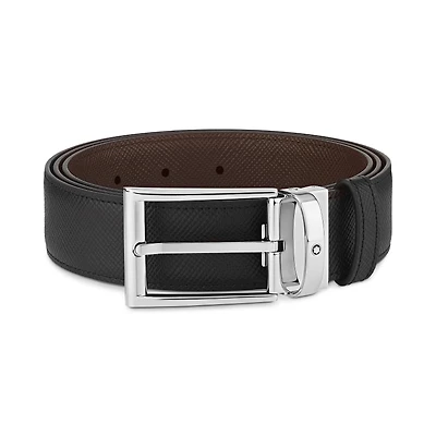 Black/brown 35 mm reversible leather belt