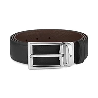 Black/brown 35 mm reversible leather belt