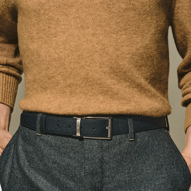 Black/brown 35 mm reversible leather belt