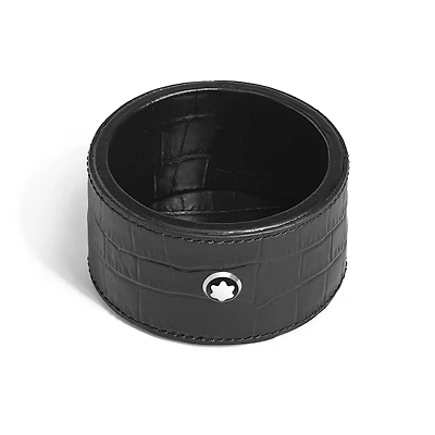 Desk Tray Small, Croco-Embossed Leather, Black