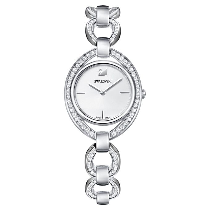 Swarovski Stella Watch, Metal bracelet, White, Stainless steel