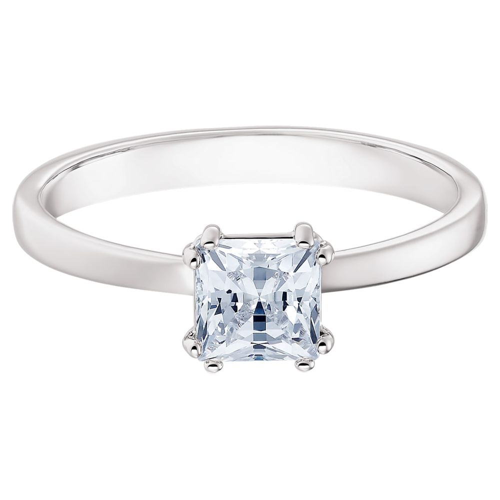 Swarovski Attract ring, Square cut crystal, White