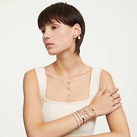 Dextera bangle, Pavé, White, Rose gold-tone plated by SWAROVSKI