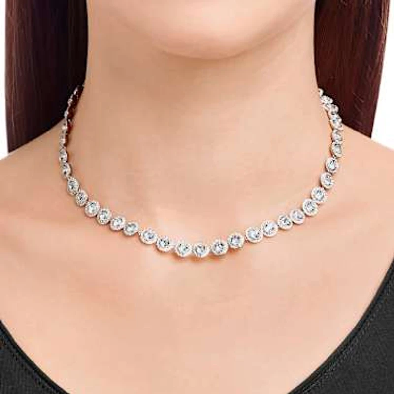 Una Angelic necklace, Round cut, Medium, White, Rhodium plated by SWAROVSKI