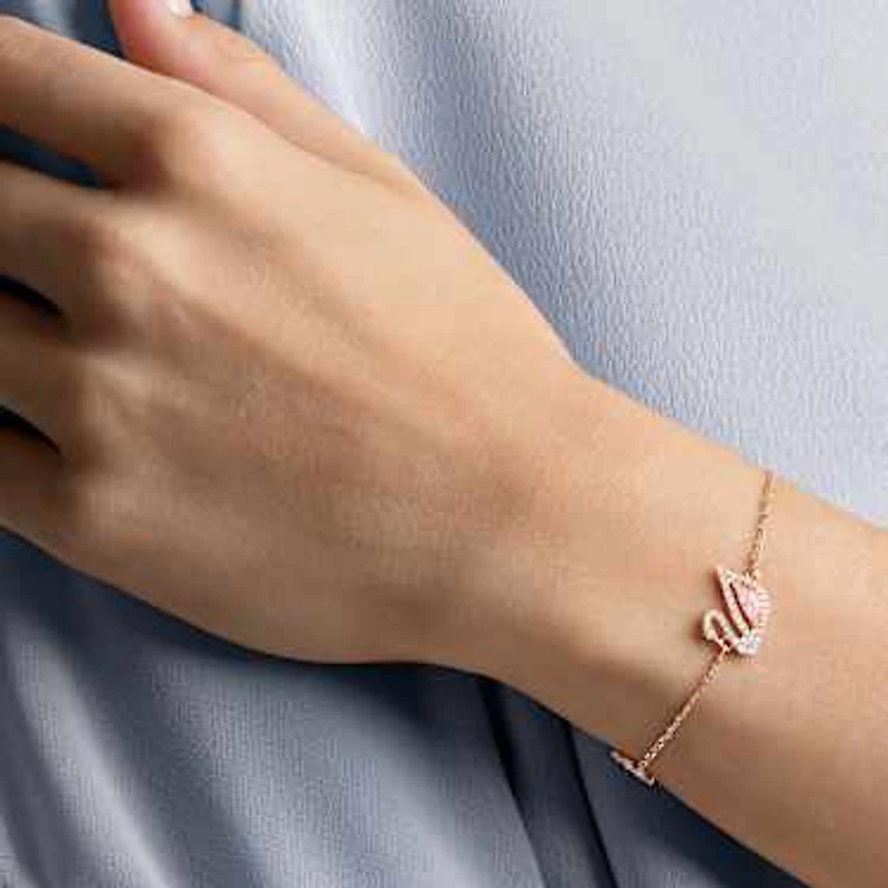 Swan bracelet, Swan, Pink, Rose gold-tone plated by SWAROVSKI