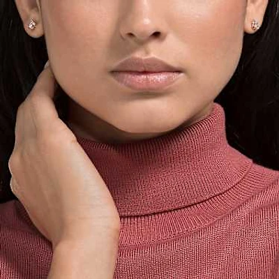 Stilla Attract stud earrings, Square cut, White, Rose gold-tone plated by SWAROVSKI
