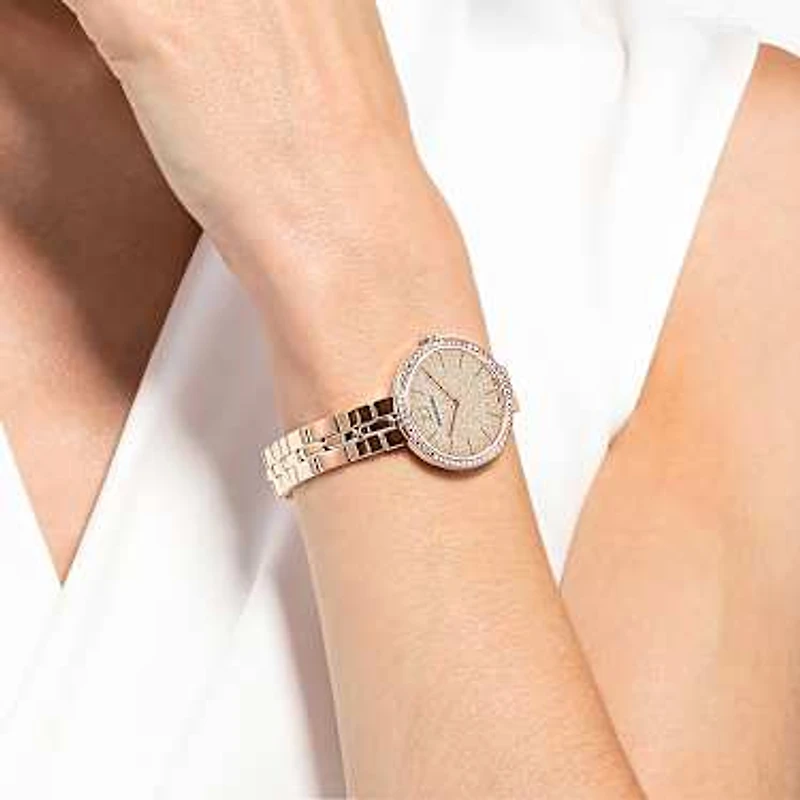 Cosmopolitan watch, Swiss Made, Metal bracelet, Pink, Rose gold-tone finish by SWAROVSKI