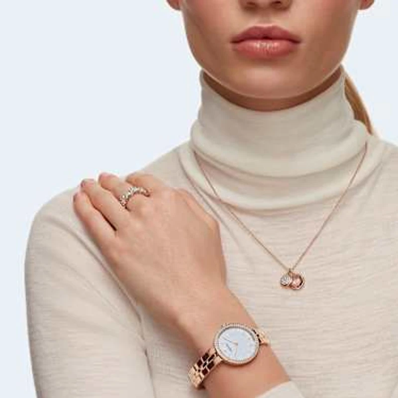 Cosmopolitan watch, Swiss Made, Metal bracelet, Rose gold tone, Rose gold-tone finish by SWAROVSKI