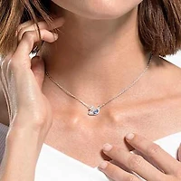 Dazzling Swan necklace, Swan, Blue, Rhodium plated by SWAROVSKI