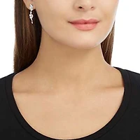 Diapason drop earrings, Mixed cuts, White, Rhodium plated by SWAROVSKI