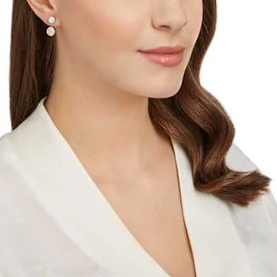 Forward earring jackets, Round cut, White, Rose gold-tone plated by SWAROVSKI