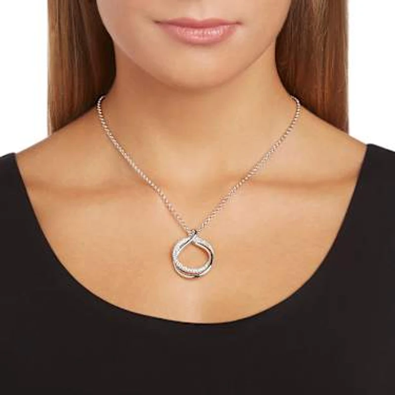 Exact pendant, Round shape, White, Rhodium plated by SWAROVSKI