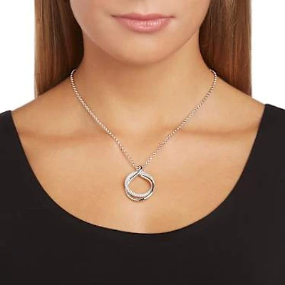 Exact pendant, Round shape, White, Rhodium plated by SWAROVSKI