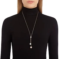 Forward Y necklace, White, Rose gold-tone plated by SWAROVSKI