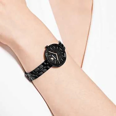 Cosmopolitan watch, Swiss Made, Metal bracelet, Black, Black finish by SWAROVSKI