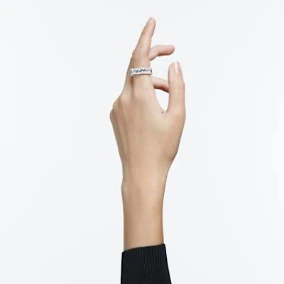 Matrix Vittore ring, Rectangular cut, White, Rhodium plated by SWAROVSKI