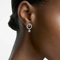 Constella hoop earrings, Round cut, White, Rhodium plated by SWAROVSKI