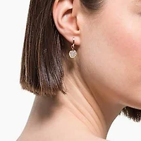 Ginger drop earrings, White, Rose gold-tone plated by SWAROVSKI