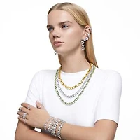 Millenia bracelet, Oversized crystals, Octagon cut, White, Rhodium plated by SWAROVSKI