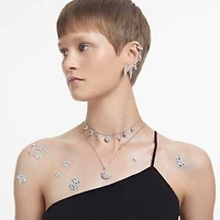 Dextera hoop earrings, Small, White, Rhodium plated by SWAROVSKI