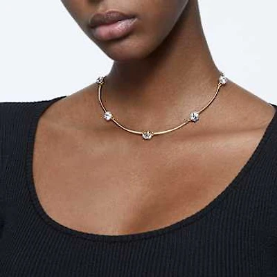 Constella choker, Round cut, White, Shiny gold-tone plated by SWAROVSKI