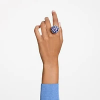 Curiosa cocktail ring, Triangle cut, Blue, Gold-tone plated by SWAROVSKI