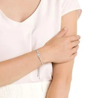 Matrix bracelet, Evil eye, White, Rhodium plated by SWAROVSKI