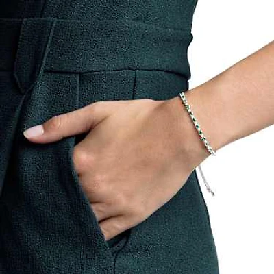 Matrix bracelet, Round cut, Green, Rhodium plated by SWAROVSKI