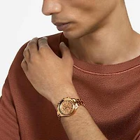 Octea lux sport watch, Swiss Made, Metal bracelet, Brown, Gold-tone finish by SWAROVSKI