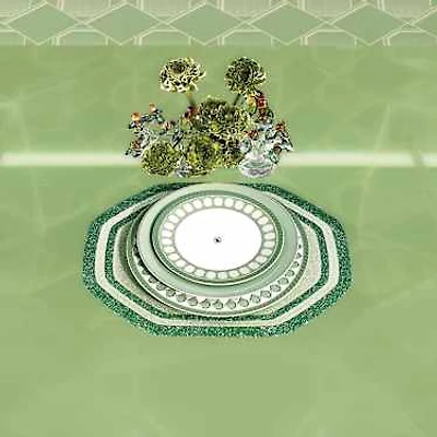 Signum service plate, Porcelain, Green by SWAROVSKI