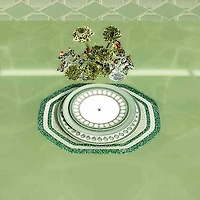 Signum soup plate, Porcelain, Green by SWAROVSKI