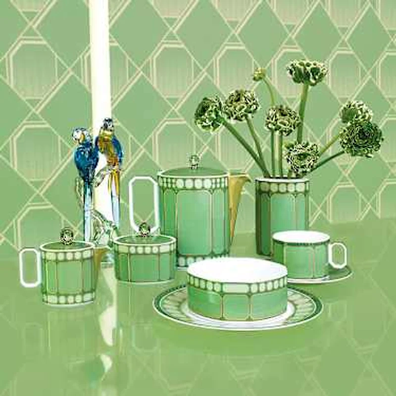 Signum cup with saucer, Porcelain, Green by SWAROVSKI