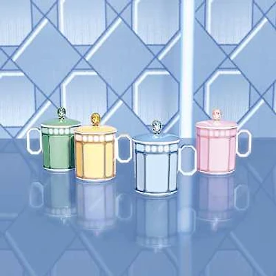 Signum mug with lid, Porcelain, Blue by SWAROVSKI
