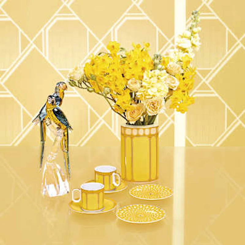 Signum plate, Porcelain, Small, Yellow by SWAROVSKI
