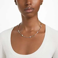 Constella necklace, Round cut, White, Rhodium plated by SWAROVSKI